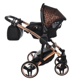 Vista laterale con seggiolino montato su telaio - Passeggino Trio Junama Zebra