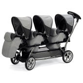 Vista con coprigambe agganciati - Passeggino Gemellare Peg Perego Triplette Pop-up
