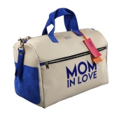 Vista diagonale panna blu - TICI Handmade Mommy Bag Bauletto