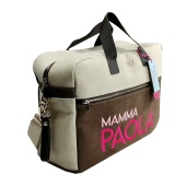 Vista diagonale - TICI Handmade Mommy Bag Marrone e Panna