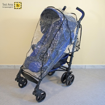 Chicco Liteway - Vista del passeggino con parapioggia applicato