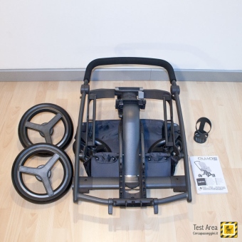 Inglesina QUAD trio - Contenuto Imballo 1 - Telaio, ruote, cestello portaoggetti, portabibite, manuale istruzioni
