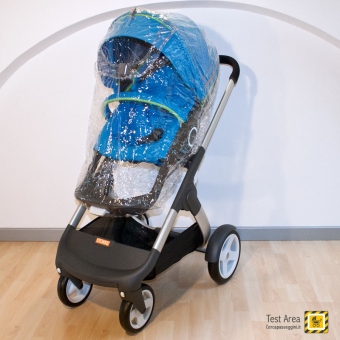 Stokke Crusi Duo - Vista del passegino con il parapioggia applicato