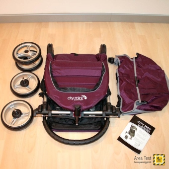 Baby Jogger City Mini 3 - Contenuto - passeggino, telaio, ruote, capottina, manuale d'istruzioni