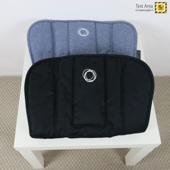Bugaboo Bee 5 passeggino e navicella - Accessori opzionali - vista di 2 colori del tessuto della seduta - Blu Melange e Nero